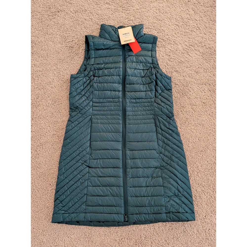 Duluth Trading Co Women's Down Right Long Vest Deep Lake Blue Small NWT Puffer